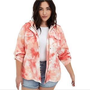 Pink Tie-Dye Twill Anorak
